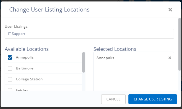 change user listing locations