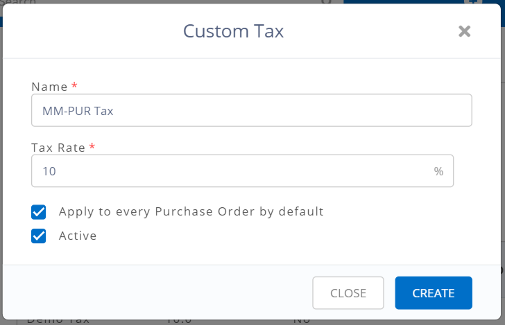6. custom tax for purchase orders