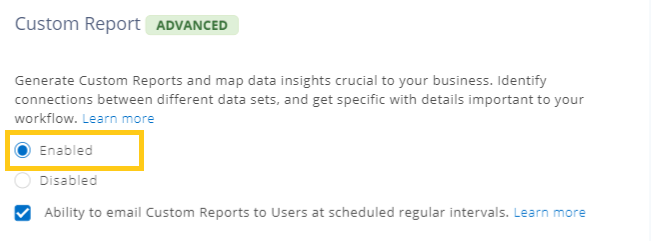 New - enable custom reports