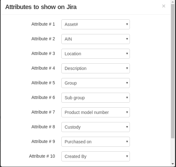 Attributes to show on Jira
