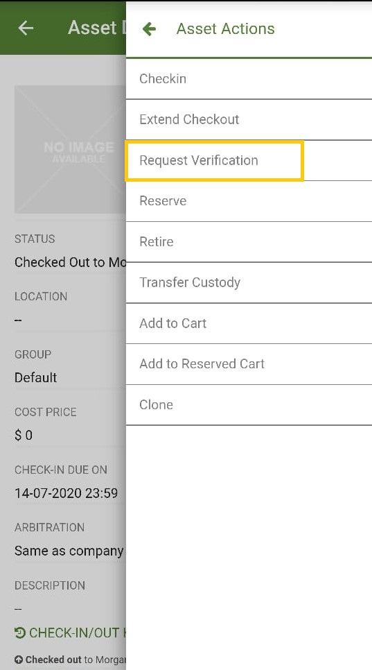 request verification from mobile app
